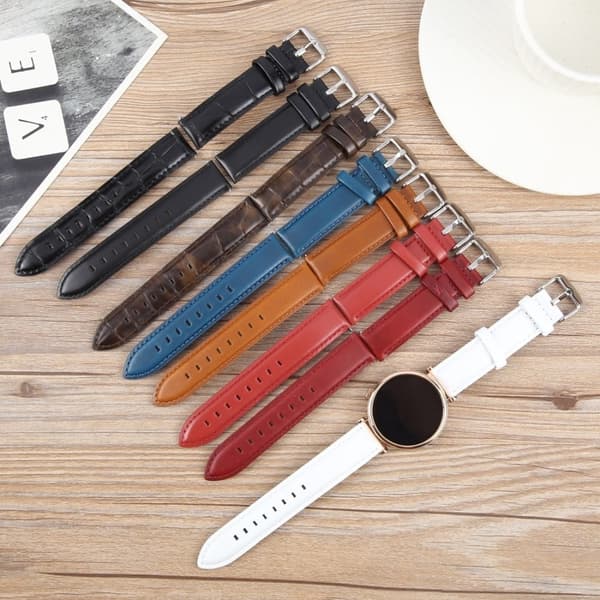 Garmin Lily 2 Active / Lily 2 Håndledsrem 14mm Top Layer Okseskind Leather Watch Band - Sort