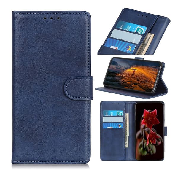 Samsung Galaxy A70 mat lædercover - blå