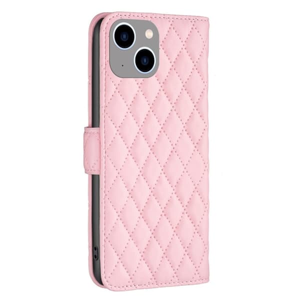Matt iPhone 15 Plus fodral med rombmönster - Rosa