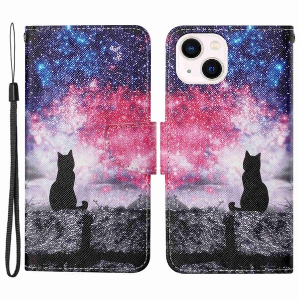 Wonderland iPhone 14 Plus flip etui - Stjernehimmel / Kat