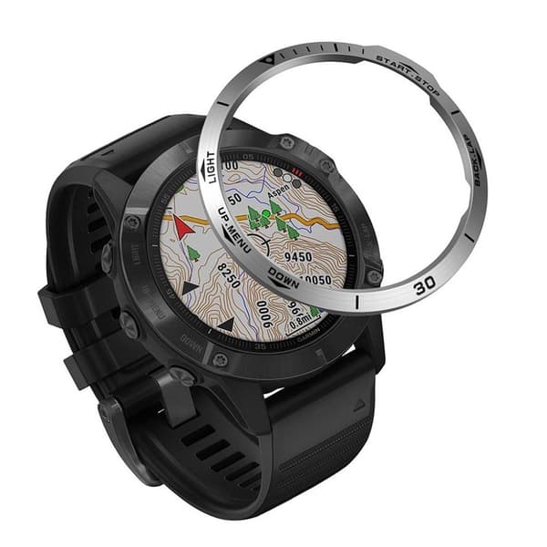Garmin Fenix ​​6 konkav rustfritt stål bezel - Silver / Black