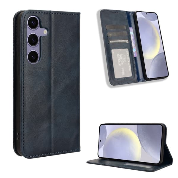 Hållbart konstläder Samsung Galaxy S26 Plus fodral med plånbok - Blå