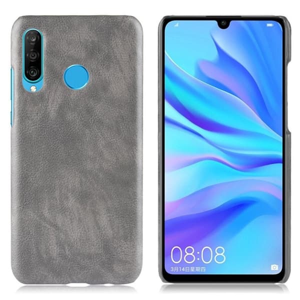 Huawei P30 Lite litchi læderetui - Grå