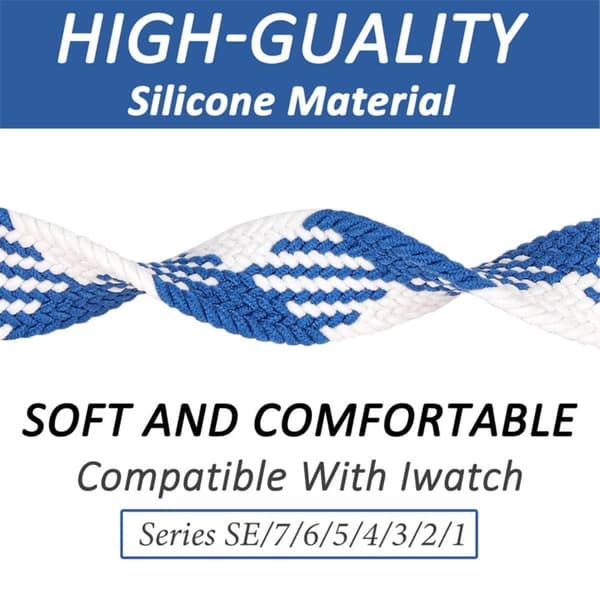 Apple Watch Series 8 (41mm) elastisk nylon-urrem - Blå / Hvid Størrelse: L