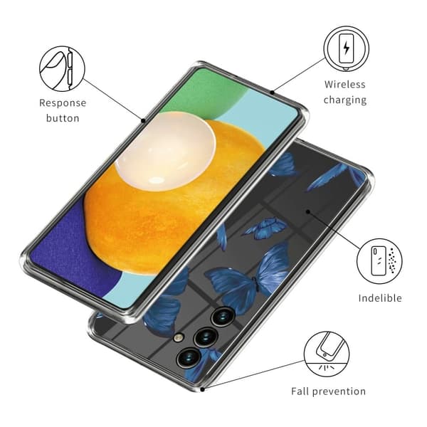 Deco Samsung Galaxy A34 5G Etui - Blå Sommerfugle