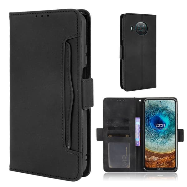 Modern-styled Læder Pung Etui til Nokia X10 / X20 - Sort