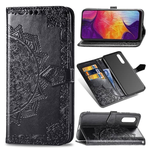 Mandala Samsung Galaxy A50 Flip kotelot - Musta