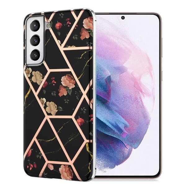 Marble design Samsung Galaxy S21 Plus 5G cover - Sort Marmor / Blomst