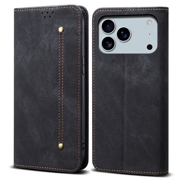 Jeans iPhone 17 Pro flip etui - Svart