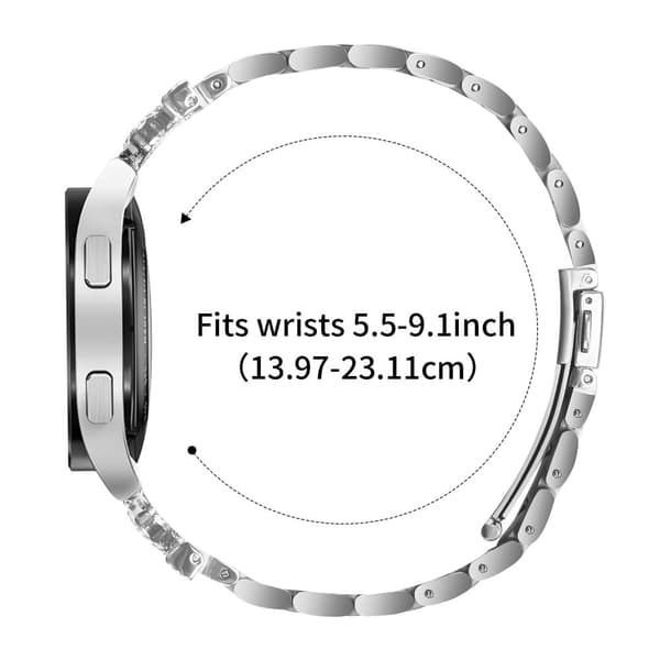 Huawei Watch 2 Rustfrit stål rem Kroneform Rhinestone Decor Sølv Urrem