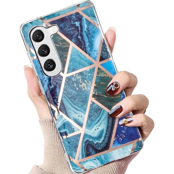 Deco Samsung Galaxy S23 Plus Etui - Blå / Grøn Marmor