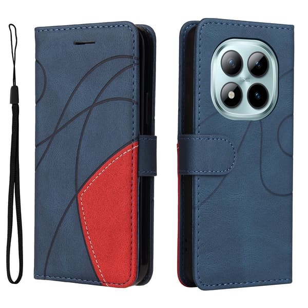 Teksturert læretui med stropp for Xiaomi Redmi Note 15 Pro Plus - Blå