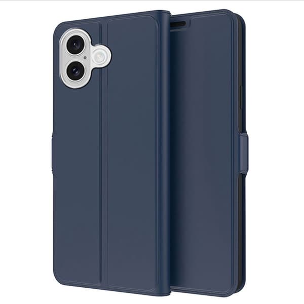 Glat og tyndt premium iPhone 17 læderetui - Blå