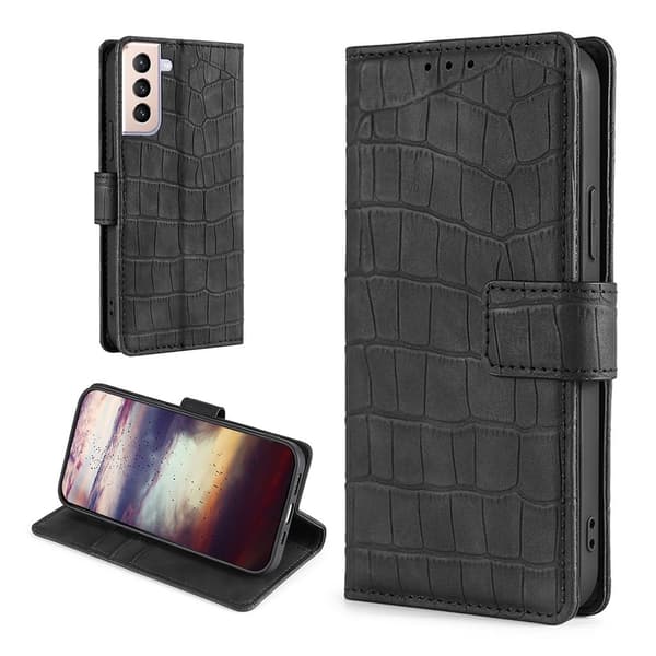 Crocodile Textured Lær Etui til Samsung Galaxy S21 - Svart