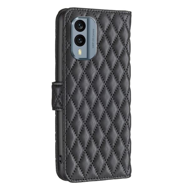 Rhombus mat Nokia X30 flip etui - Sort