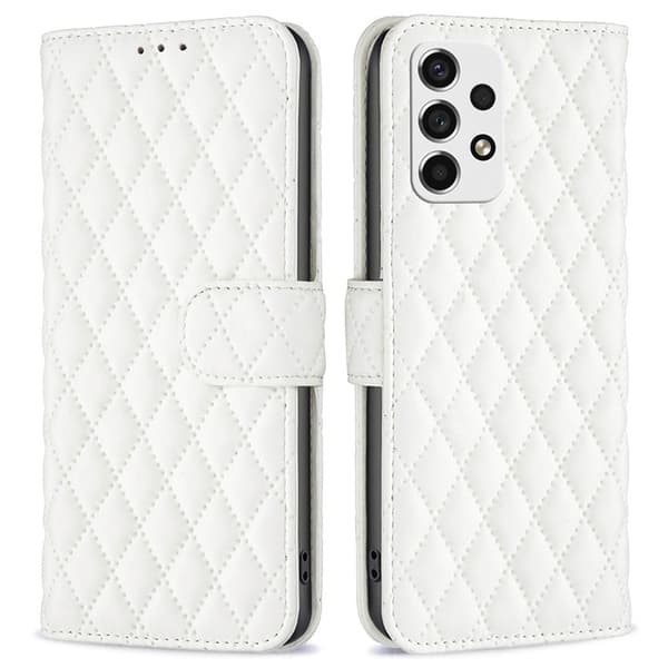 Rombemønster, matt flip-deksel for Samsung Galaxy A53 5G - Hvit