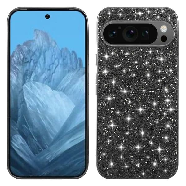 Glitter Google Pixel 10 Pro / Google Pixel 10 deksel - Svart