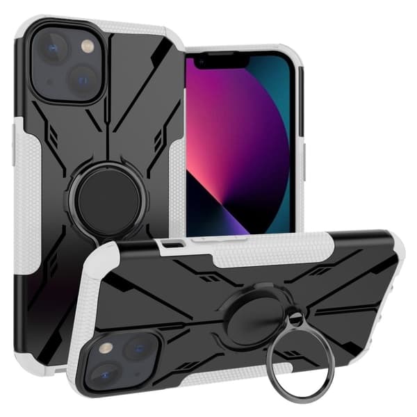 Kickstand-skydd med magnetisk platta för iPhone 13 Mini - Vit