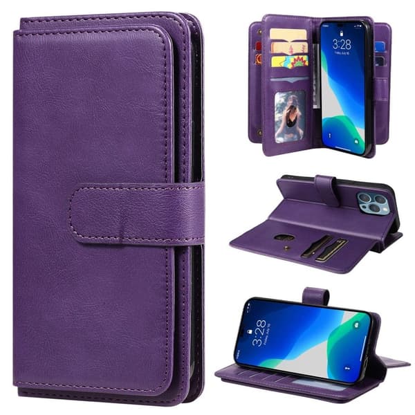 iPhone 14 Pro Max etui med pung & 10 kortpladser – Lilla