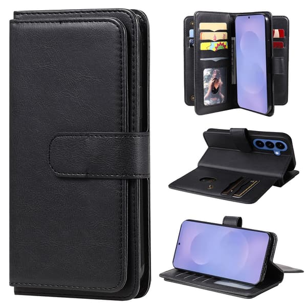Samsung Galaxy S26 Plus etui med pung & 10 kortpladser - Sort