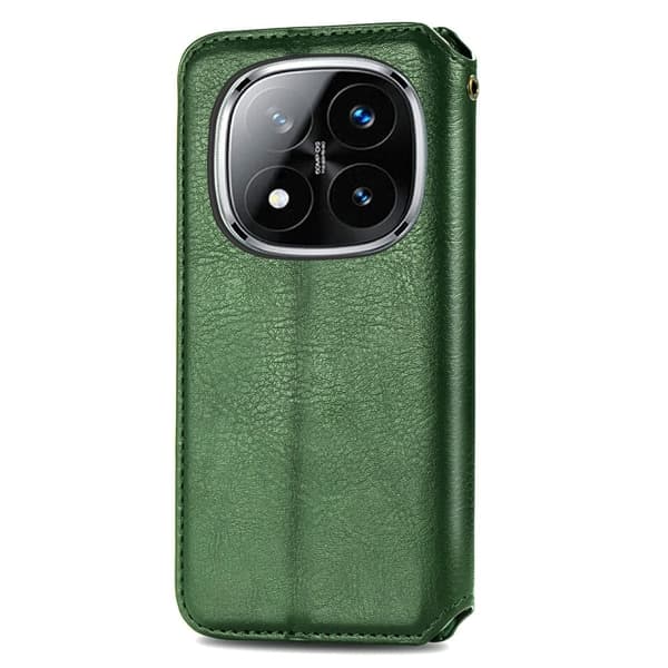 Läder Xiaomi Redmi Note 14 Pro Plus 5G fodral med romb-design - Grön