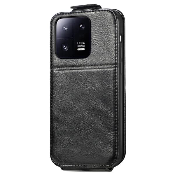 Vertical Flip Phone Etui med Zipper til Xiaomi 13 Pro - Sort