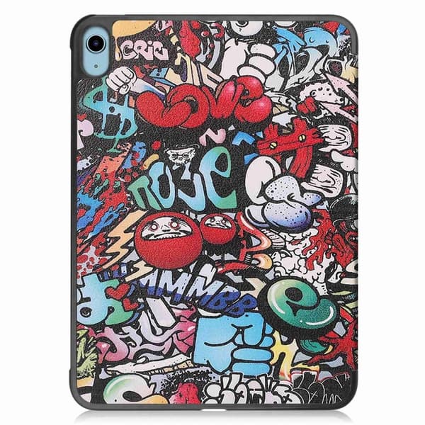 iPad 10.9 (2022) kolmiosainen nahkakotelo - Graffiti