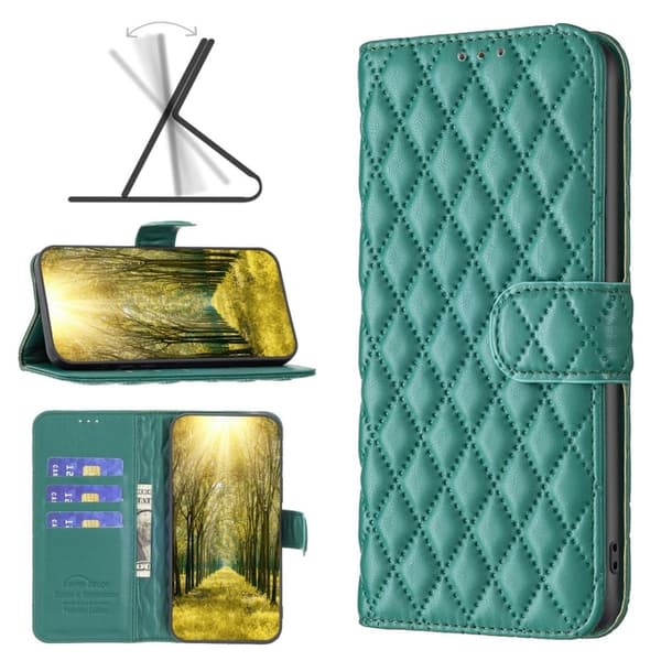 Rhombus mat Samsung Galaxy S22 Plus flip etui - Grøn