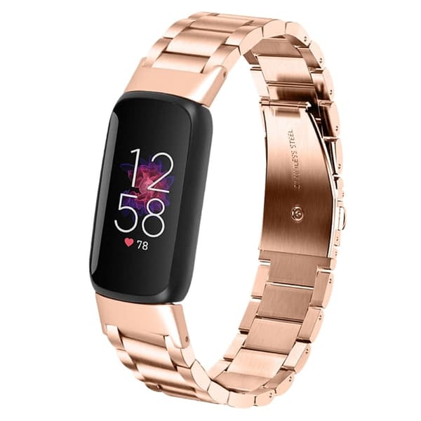 Fitbit Luxe urrem med tre perler i rustfrit stål - Rødguld