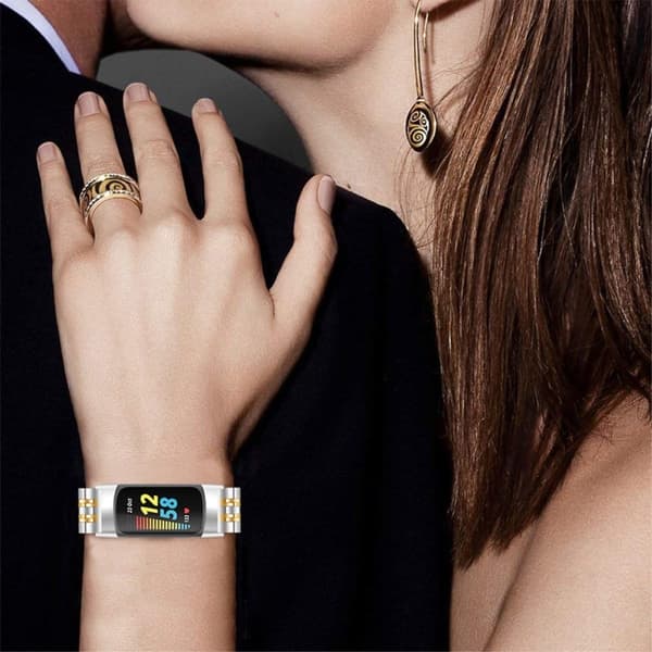 Fitbit Charge 5 7 perleklokkerem i rustfritt stål - Spleising I Gull