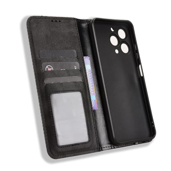 Oukitel C3 læderetui med pung - Sort