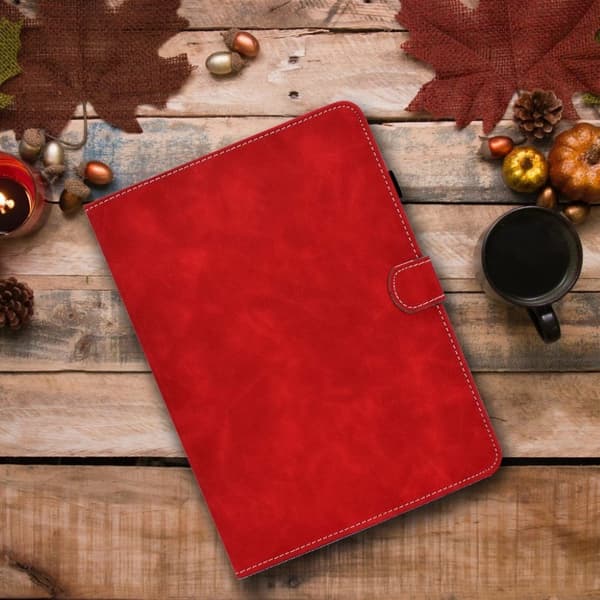iPad 10.2 (2019) / Air (2019) flip-etui i skinn med solid tema - Rød