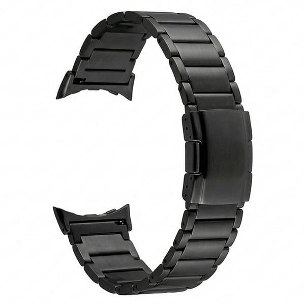 Urrem til Google Pixel Watch 4, 45 mm, 3 perler, skildpaddespænde, titaniumlegering - Sort