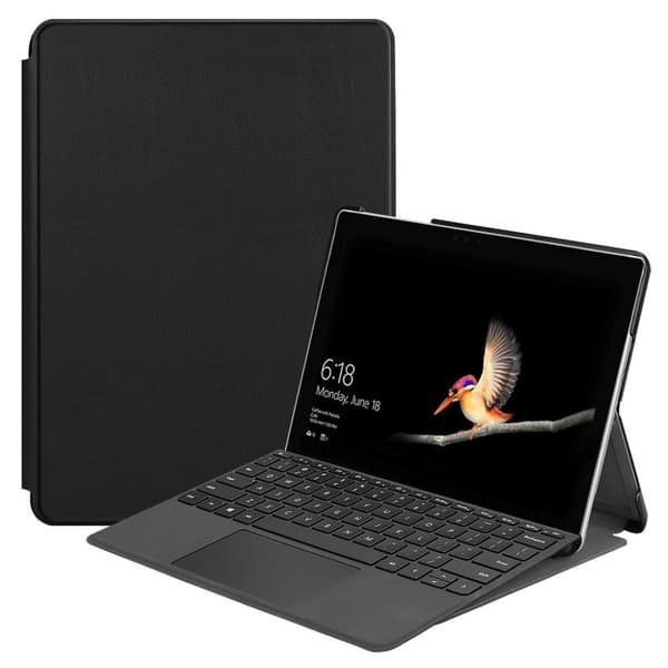 Microsoft Surface Go 10 beskyttelsesetui i kunstlæder med stativ - Sort