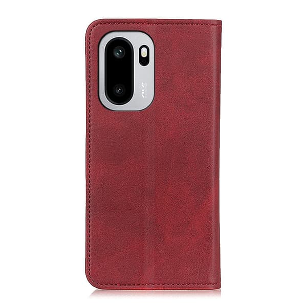 OnePlus 15R lompakkokotelo, aitoa nahkaa - Punainen
