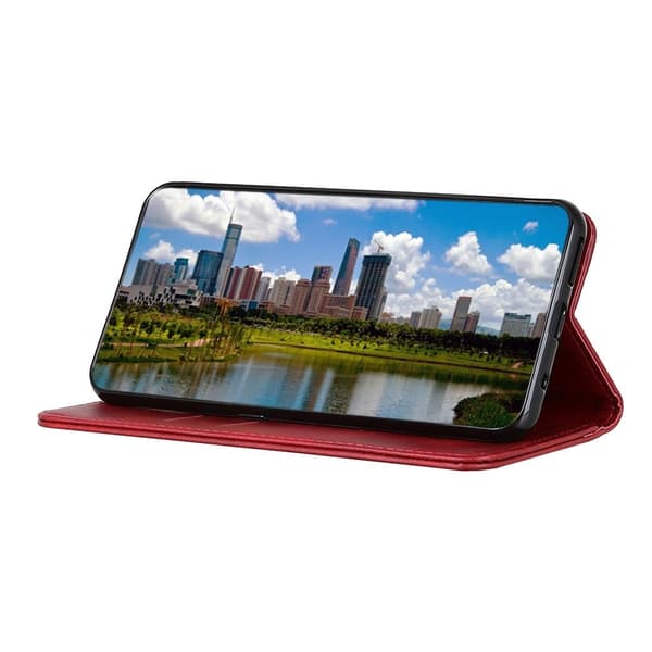 Flip Etui med Pung i Ægte Læder til Xiaomi Redmi Note 12 Pro Plus - Rød