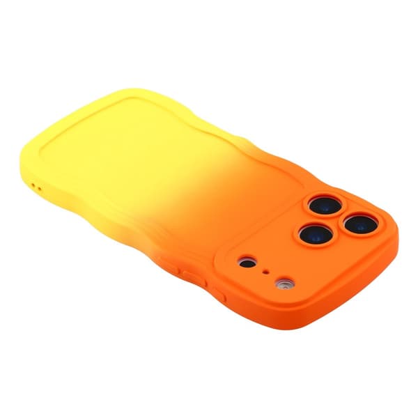 iPhone 17 Pro-etui med gradientfarge, gummiert og fleksibelt - Oransje + Gul