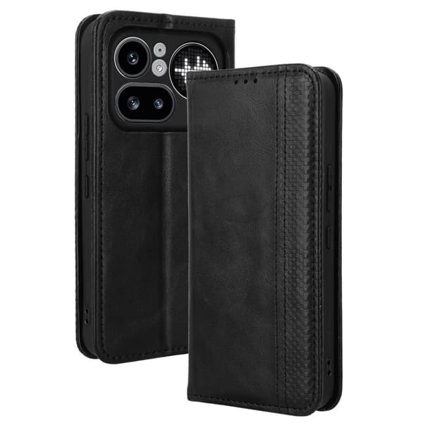 Nothing Phone (4a) Pro læderetui med pung - Sort
