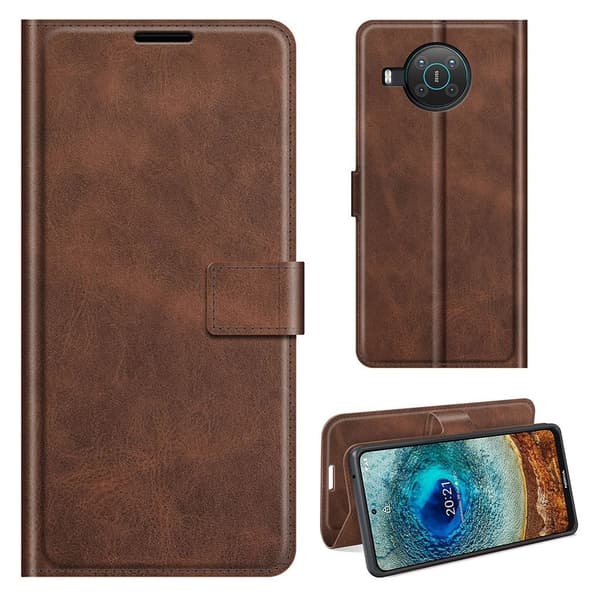 Wallet-style Lær Etui til Nokia X10 / X20 - Kaffe
