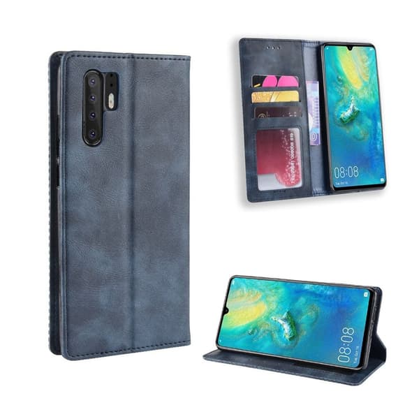 Huawei P30 Pro vintage stil läderfodral - Blå
