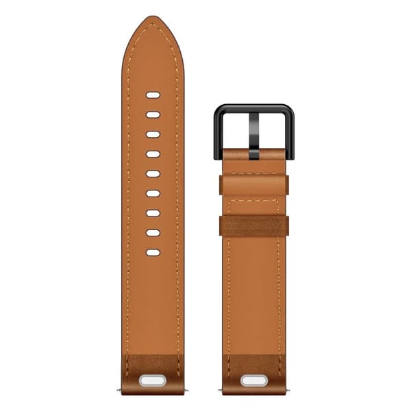 22mm Universal Smart Watch Replacement Strap Top Layer Cowhide Adjustable Wrist Band - Dark Brown