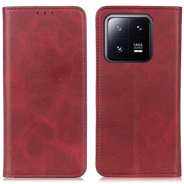 Plånboksfodral i Äkta Läder till Xiaomi 13 Pro - Röd