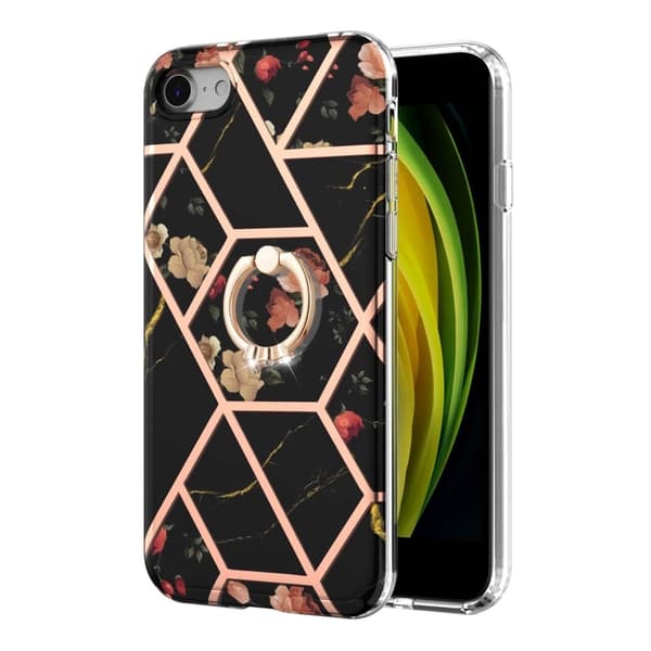 Marble design Apple Smartphone cover - Sorte Blomster