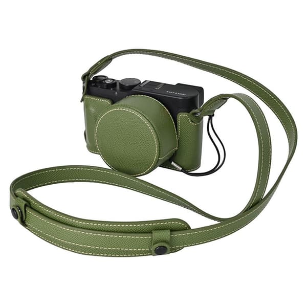 Leica D-Lux 8 Camera Base with Lens Cap Shoulder Strap Vegan Leather Protective Case - Green