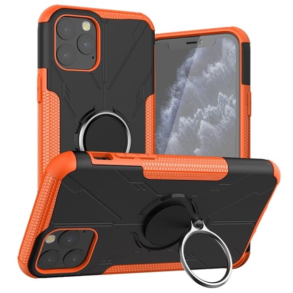 iPhone 11 Pro Max 6,5 tommer Ring Kickstand Design Drop-proof Case Bumpresistent and Flexible telefonbagcover - Orange