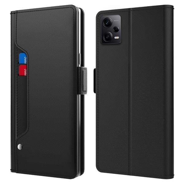 Phone Etui med Make-up Mirror og Slick Design til Xiaomi Poco X5 Pro / Redmi Note 12 Pro / 12 Pro Speed - Sort