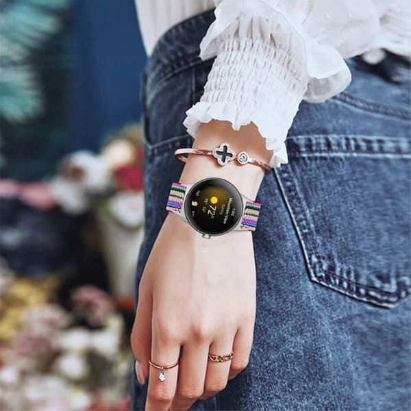 Google Pixel Watch punottu kellonhihna - Monivärinen Kudoskuvio