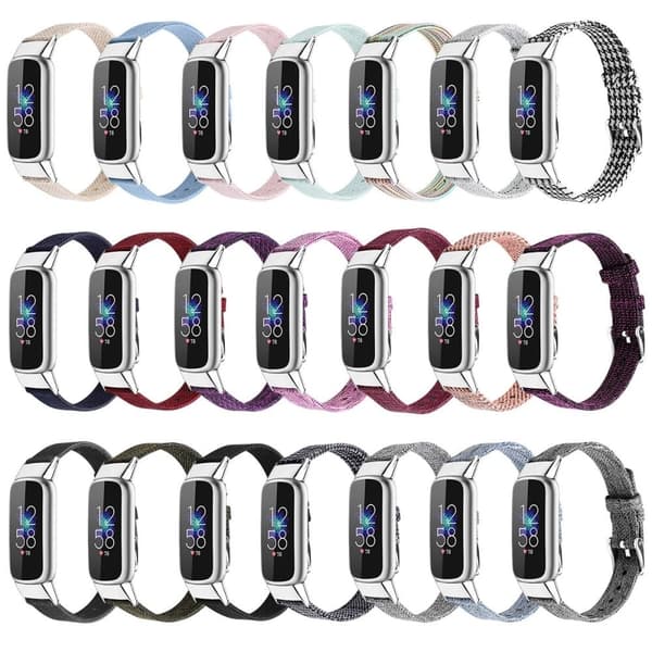 Fitbit Luxe urrem i lærred - Sortliggrøn / Størrelse: S