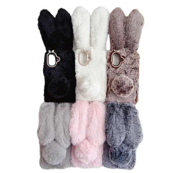 Fluffy Rabbit iPhone 17 skal - Brun
