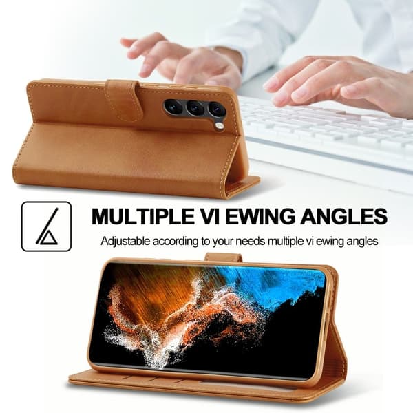 LC.IMEEKE Samsung Galaxy S23 Plus Flippetui - Lysebrun